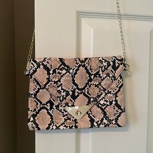 Snake skin & gold shoulder bag